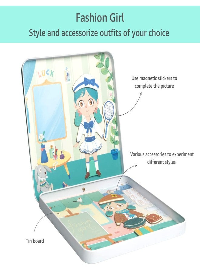 Cubelelo Fashion Girl Magnetic Sticker Puzzle | Fun 3D Attractive Colorful Stickers | Style & Accessorize Outfits | Promotes Creativity & Imagination In Children Kids Boys Girls - Image 3